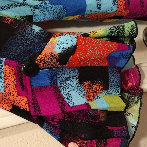 Ali Miles Multicolor Abstract Print Pullover Tunic Top S-Art to Wear Colorful - Picture 5 of 7